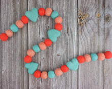 Load image into Gallery viewer, Heart Garland. Valentines Day Decor. Pom Pom Garland. Valentine Garland. Felt Garland. Valentine Banner.