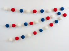 Load image into Gallery viewer, Pom Pom Garland. 4th of July Garland. 4th of July Decor. Felt Balls Garland. Felt Pompom Garland