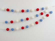 Load image into Gallery viewer, Pom Pom Garland. 4th of July Garland. 4th of July Decor. Felt Balls Garland. Felt Pompom Garland