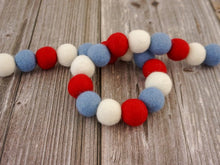 Load image into Gallery viewer, Pom Pom Garland. 4th of July Garland. 4th of July Decor. Felt Balls Garland. Felt Pompom Garland