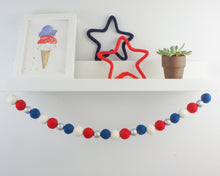 Load image into Gallery viewer, Pom Pom Garland. 4th of July Decor. 4th of July Garland. Felt Balls Garland. Felt Pompom Garland
