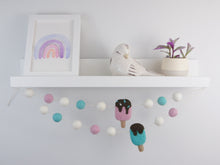 Load image into Gallery viewer, Pom Pom Garland - Summer Garland. Ice Cream Party. Pool Party Garland. Pompom Garland. Felt Ball Garland
