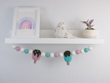 Load image into Gallery viewer, Pom Pom Garland - Summer Garland. Ice Cream Party. Pool Party Garland. Pompom Garland. Felt Ball Garland