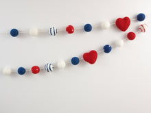 Load image into Gallery viewer, Pom Pom Garland. 4th of July Garland. 4th of July Decor. Felt Balls Garland. Felt Pompom Garland