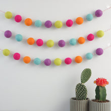Load image into Gallery viewer, Pom Pom Garland. Summer Garland. Pool Party Garland. Felt Garland. Pompom Garland.