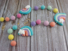 Load image into Gallery viewer, Rainbow Garland. Felted Rainbow. Pom Poms Garland. Felt Balls Garland. Felt Pompom Garland