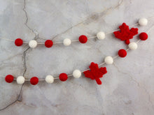 Load image into Gallery viewer, Pom Pom Garland - Maple Leaf - Canada Day Garland. True North. Summer Decor. Pompom Garland. Felt Ball Garland
