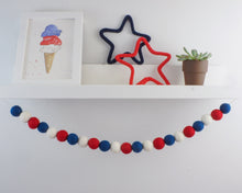 Load image into Gallery viewer, Pom Pom Garland. 4th of July Garland. 4th of July Decor. Felt Balls Garland. Felt Pompom Garland