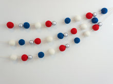 Load image into Gallery viewer, Pom Pom Garland. 4th of July Decor. 4th of July Garland. Felt Balls Garland. Felt Pompom Garland