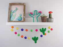 Load image into Gallery viewer, Pom Pom Garland - Summer Garland. Cactuses Garland. Summer Decor. Felt Garland. Pompom Garland. Cinco de Mayo.