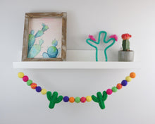 Load image into Gallery viewer, Pom Pom Garland - Summer Garland. Cactuses Garland. Summer Decor. Felt Garland. Pompom Garland. Cinco de Mayo.