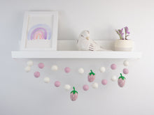 Load image into Gallery viewer, Pom Pom Garland - Summer Strawberry Garland. Summer Decor. Greenery Garland. Pool Party Garland. Pompom Garland. Felt Ball Garland