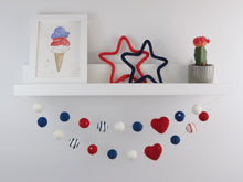 Load image into Gallery viewer, Pom Pom Garland. 4th of July Garland. 4th of July Decor. Felt Balls Garland. Felt Pompom Garland