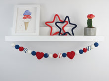 Load image into Gallery viewer, Pom Pom Garland. 4th of July Garland. 4th of July Decor. Felt Balls Garland. Felt Pompom Garland