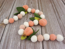 Load image into Gallery viewer, Pom Pom Garland - Summer Garland. Leaf garland. Greenery garland. Farmhouse garland. Peach bunting. Pompom Garland. Felt Ball Garland