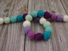 Load image into Gallery viewer, Pom Pom Garland. Mermaid Garland. Felt Pom Poms Garland. Purple Garland. Felt Balls Garland. Felt Pompom Garland