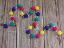 Load image into Gallery viewer, Pom Pom Garland. Summer Garland. Pool Party Garland. Felt Garland. Pompom Garland.