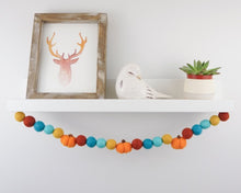 Load image into Gallery viewer, FALL Decor. Pom Poms Garland. Pumpkin Decor. Pumpkin Garland. Felt Pompom Garland