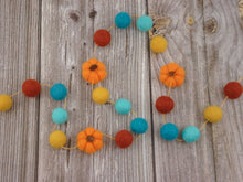 Load image into Gallery viewer, FALL Decor. Pom Poms Garland. Pumpkin Decor. Pumpkin Garland. Felt Pompom Garland