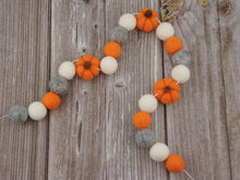 Load image into Gallery viewer, FALL Decor. Pom Poms Garland. Pumpkin Decor. Pumpkin Garland. Felt Pompom Garland