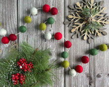 Load image into Gallery viewer, Christmas Felt Garland. Felt Pom Poms Garland.Felt Balls Garland. Felt Pompom Garland