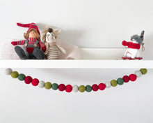 Load image into Gallery viewer, Christmas Felt Garland. Felt Pom Poms Garland.Felt Balls Garland. Felt Pompom Garland