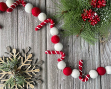 Load image into Gallery viewer, Red and White Felt Christmas Garland with candy canes