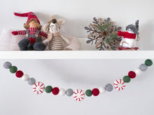 Load image into Gallery viewer, Christmas Felt Ball Garland. Peppermints Garland