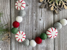 Load image into Gallery viewer, Christmas Felt Ball Garland. Peppermints Garland