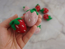 Load image into Gallery viewer, Felt Strawberry. Felt Red Strawberies. Wool Strawberies. Felted Strawberies. Strawberry decor. Strawberry felt decoration