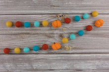 Load image into Gallery viewer, FALL Decor. Pom Poms Garland. Pumpkin Decor. Pumpkin Garland. Felt Pompom Garland