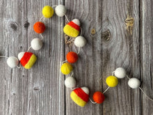 Load image into Gallery viewer, HALLOWEEN DECOR. Halloween Garland. Pom Poms Garland. Candy Corn Garland. Fall Decor. Autumn Decor