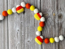 Load image into Gallery viewer, HALLOWEEN DECOR. Halloween Garland. Pom Poms Garland. Candy Corn Garland. Fall Decor. Autumn Decor