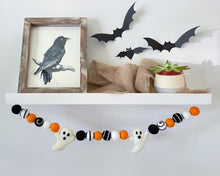 Load image into Gallery viewer, HALLOWEEN DECOR. Halloween Garland. Pom Poms Garland. Ghost Garland. Fall Decor. Autumn Decor