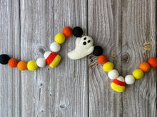 Load image into Gallery viewer, HALLOWEEN DECOR. Halloween Garland. Pom Poms Garland. Candy Corn Garland. Ghost Garland. Fall Decor. Autumn Decor
