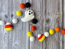Load image into Gallery viewer, HALLOWEEN DECOR. Halloween Garland. Pom Poms Garland. Candy Corn Garland. Ghost Garland. Fall Decor. Autumn Decor