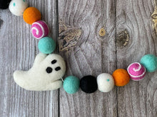 Load image into Gallery viewer, HALLOWEEN DECOR. Halloween Garland. Pom Poms Garland. Ghost Garland. Fall Decor. Autumn Decor
