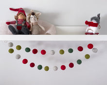Load image into Gallery viewer, Christmas Felt Garland. Felt Pom Poms Garland.Felt Balls Garland. Felt Pompom Garland