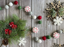 Load image into Gallery viewer, Christmas Felt Ball Garland. Peppermints Garland