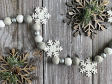 Load image into Gallery viewer, Christmas Felt Garland. Snowflake Garland. Felt Pom Poms Garland.Felt Balls Garland. Felt Pompom Garland
