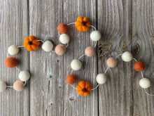 Load image into Gallery viewer, FALL Decor. Pom Poms Garland. Pumpkin Decor. Pumpkin Garland. Felt Pompom Garland