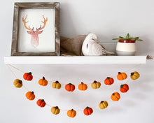 Load image into Gallery viewer, FALL Decor. Pom Poms Garland. Pumpkin Decor. Pumpkin Garland. Felt Pompom Garland