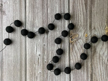 Load image into Gallery viewer, HALLOWEEN DECOR. Halloween Garland. Pom Poms Garland. All Black. Fall Decor. Autumn Decor