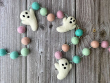 Load image into Gallery viewer, HALLOWEEN DECOR. Halloween Garland. Pom Poms Garland. Ghost Garland. Fall Decor. Autumn Decor