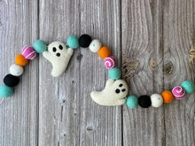 Load image into Gallery viewer, HALLOWEEN DECOR. Halloween Garland. Pom Poms Garland. Ghost Garland. Fall Decor. Autumn Decor