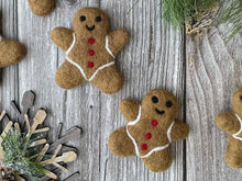 Load image into Gallery viewer, Felt Gingerbread Man. Gingerbread Man Decor. Felted Gingerbread Man. Christmas Felt Decor. Felt Shape