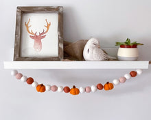 Load image into Gallery viewer, FALL Decor. Pom Poms Garland. Pumpkin Decor. Pumpkin Garland. Felt Pompom Garland