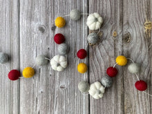 Load image into Gallery viewer, FALL Decor. Pom Poms Garland. Pumpkin Decor. Pumpkin Garland. Felt Pompom Garland