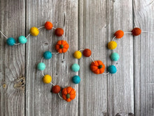 Load image into Gallery viewer, FALL Decor. Pom Poms Garland. Pumpkin Decor. Pumpkin Garland. Felt Pompom Garland