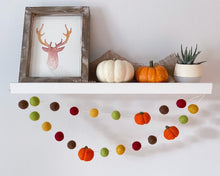 Load image into Gallery viewer, FALL Decor. Pom Poms Garland. Pumpkin Decor. Pumpkin Garland. Felt Pompom Garland